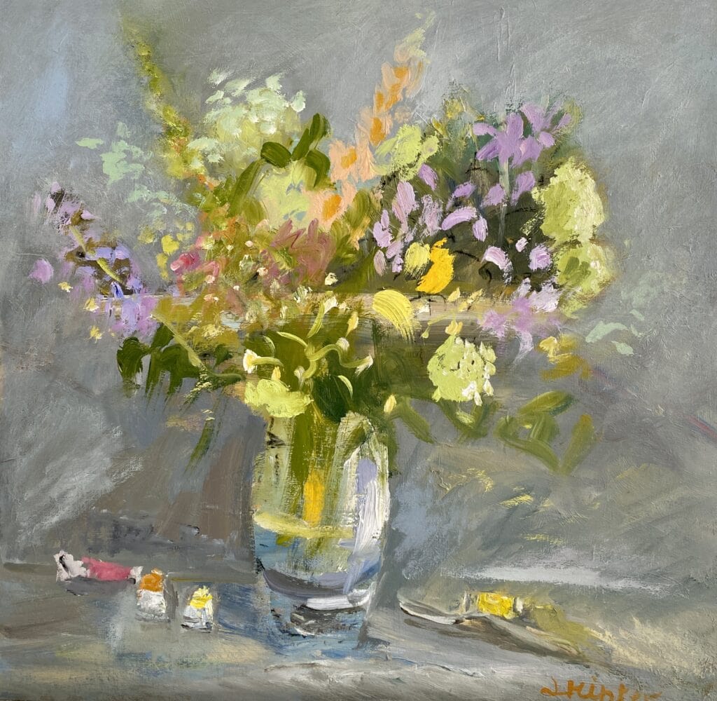 Flowers in Crystal Vase Oil Painting