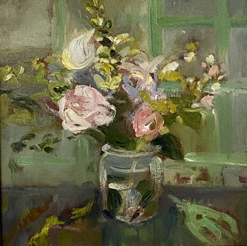 Roses in Jam Jar Painting