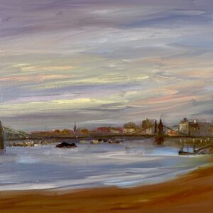 Nocturne evening lights on the Thames